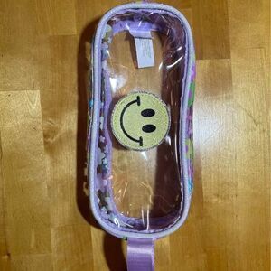 Clear Smiley Face Floral Pencil Case